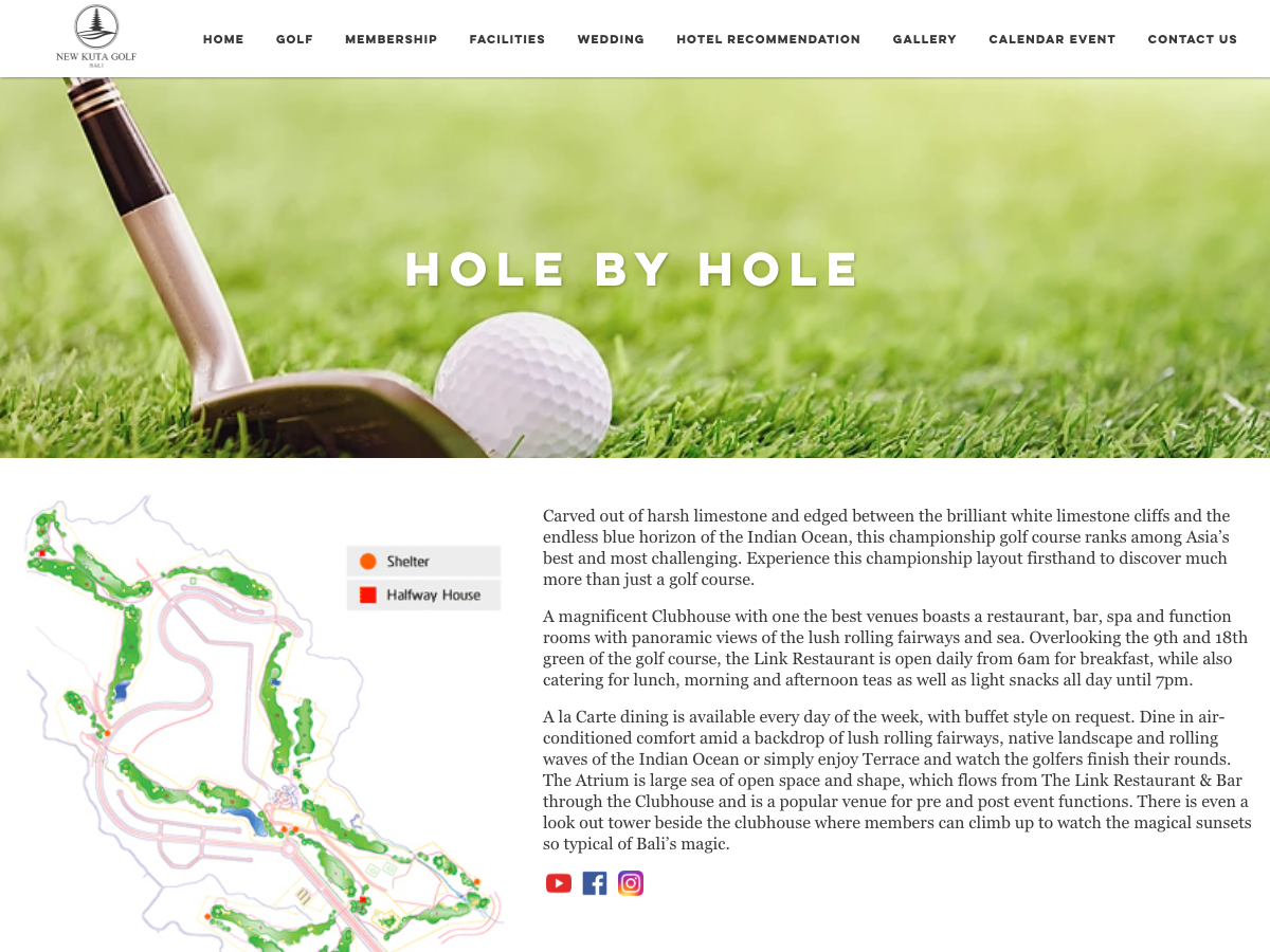 New Kuta Golf 공식 사이트 코스 안내 화면